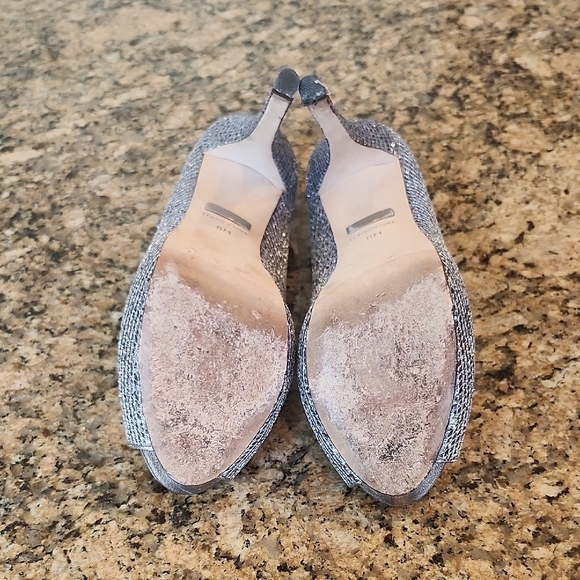 Badgley Mischka Silver Glitter High Heels - Picture 6 of 7